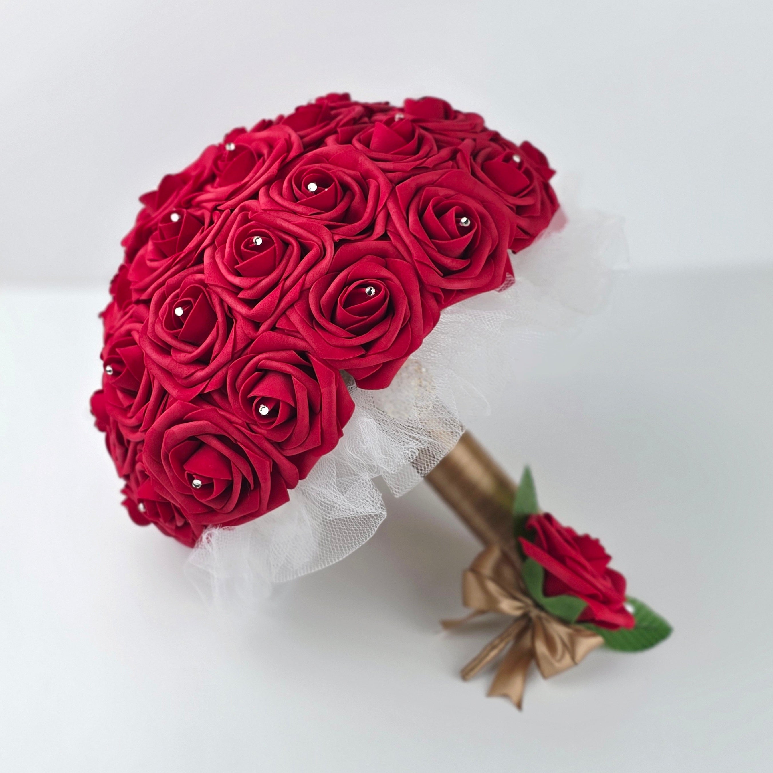 Red and Champagne Gold Wedding Bouquet