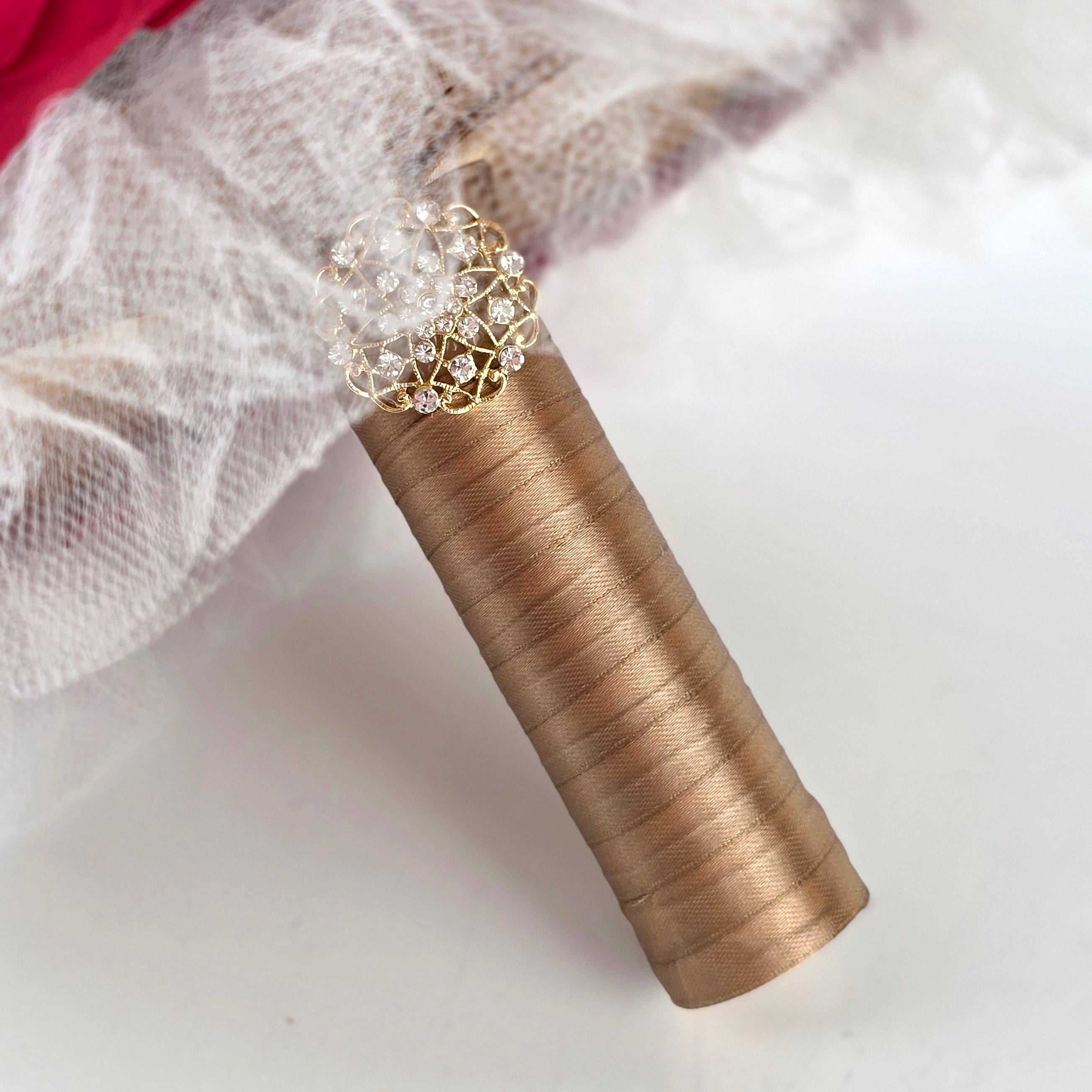 Red and Champagne Gold Wedding Bouquet