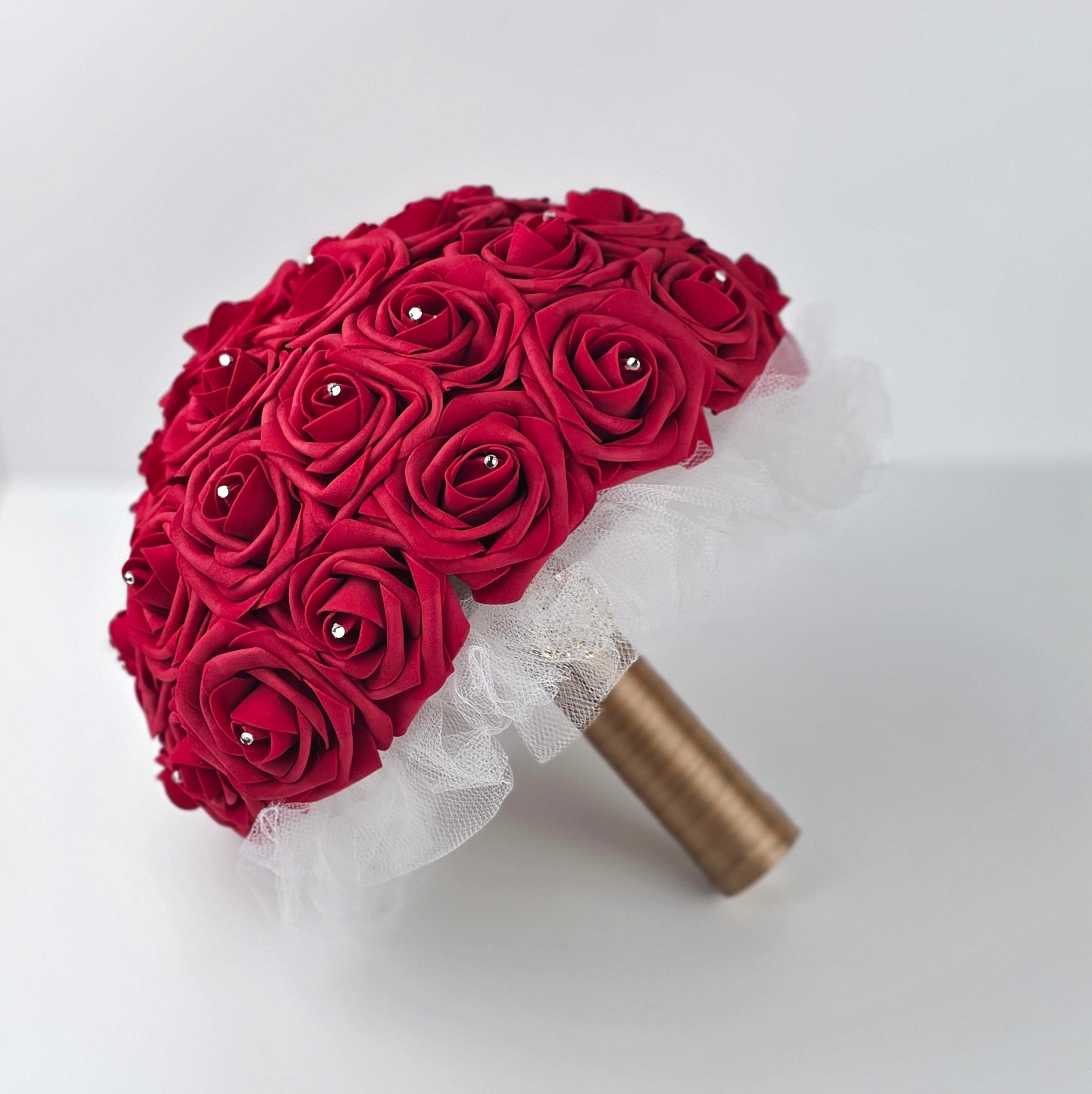 Red and Champagne Gold Wedding Bouquet