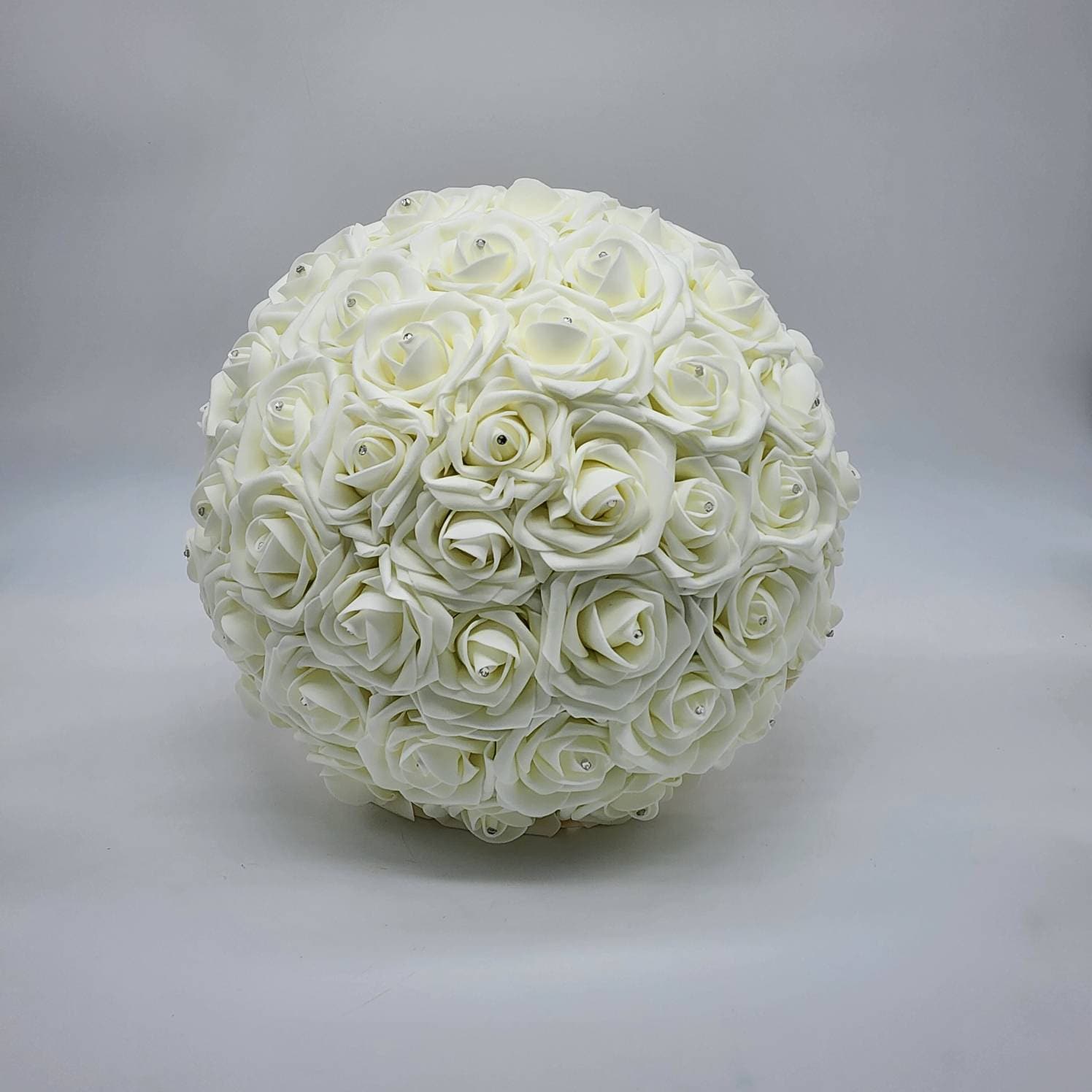 Ivory Wedding Bouquet Made With Real Touch Roses, Bridal Bouquet, Bridesmaid Bouquet and Matching Boutonnieres and Corsages Available