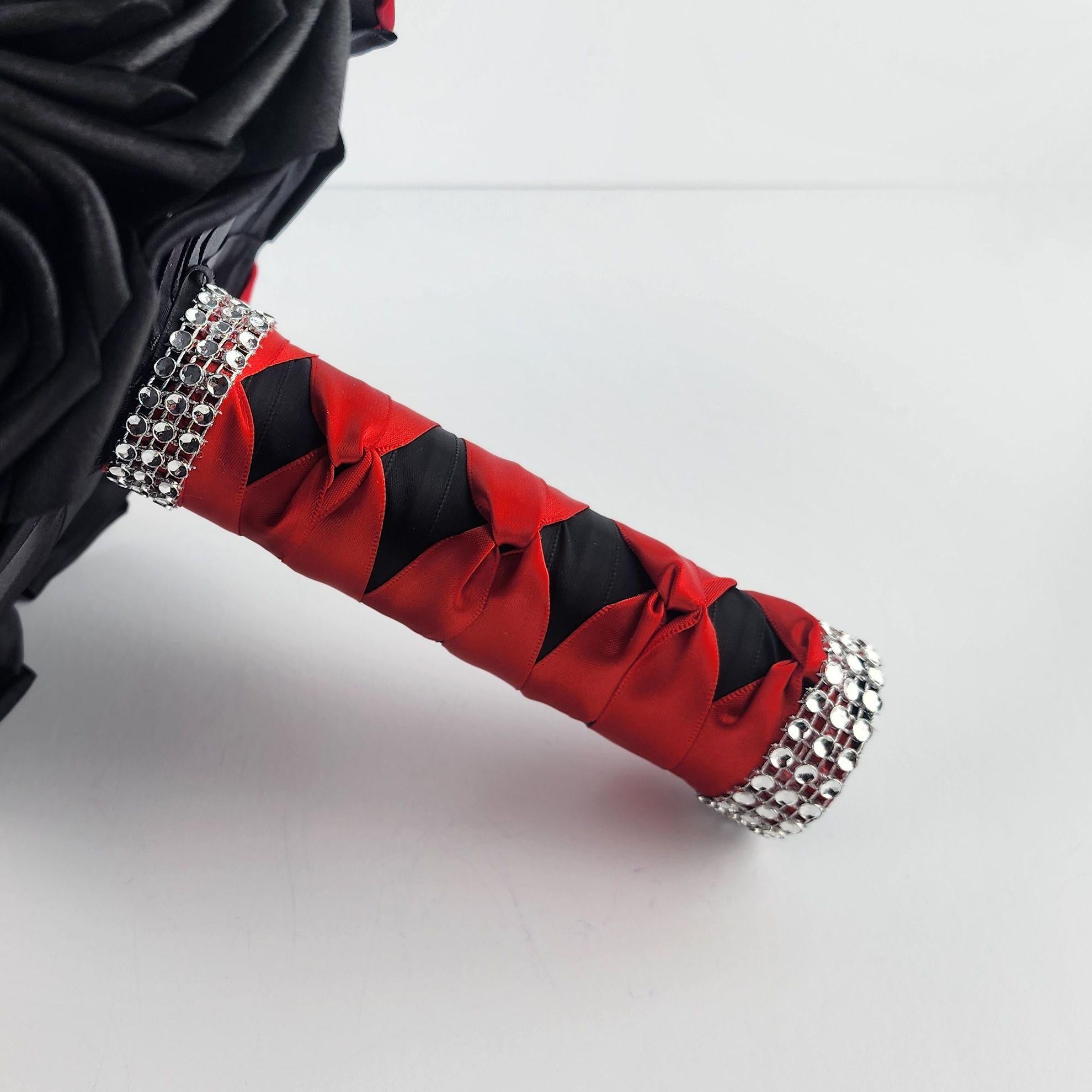 Gothic Skull Red and Black Weddng Bouquet, Bridal Bouquet, Bridesmaid Bouquet, Matching Corsages and Boutonnieres, Halloween Wedding