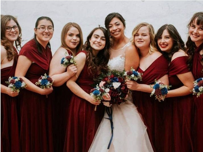 Burgundy & Navy Blue Sola Wood Flower Wedding Bouquet with Frosted Eucalyptus Greenery and Burlap Ribbon,Bridal Bouquet,Bridesmaid Bouquet.