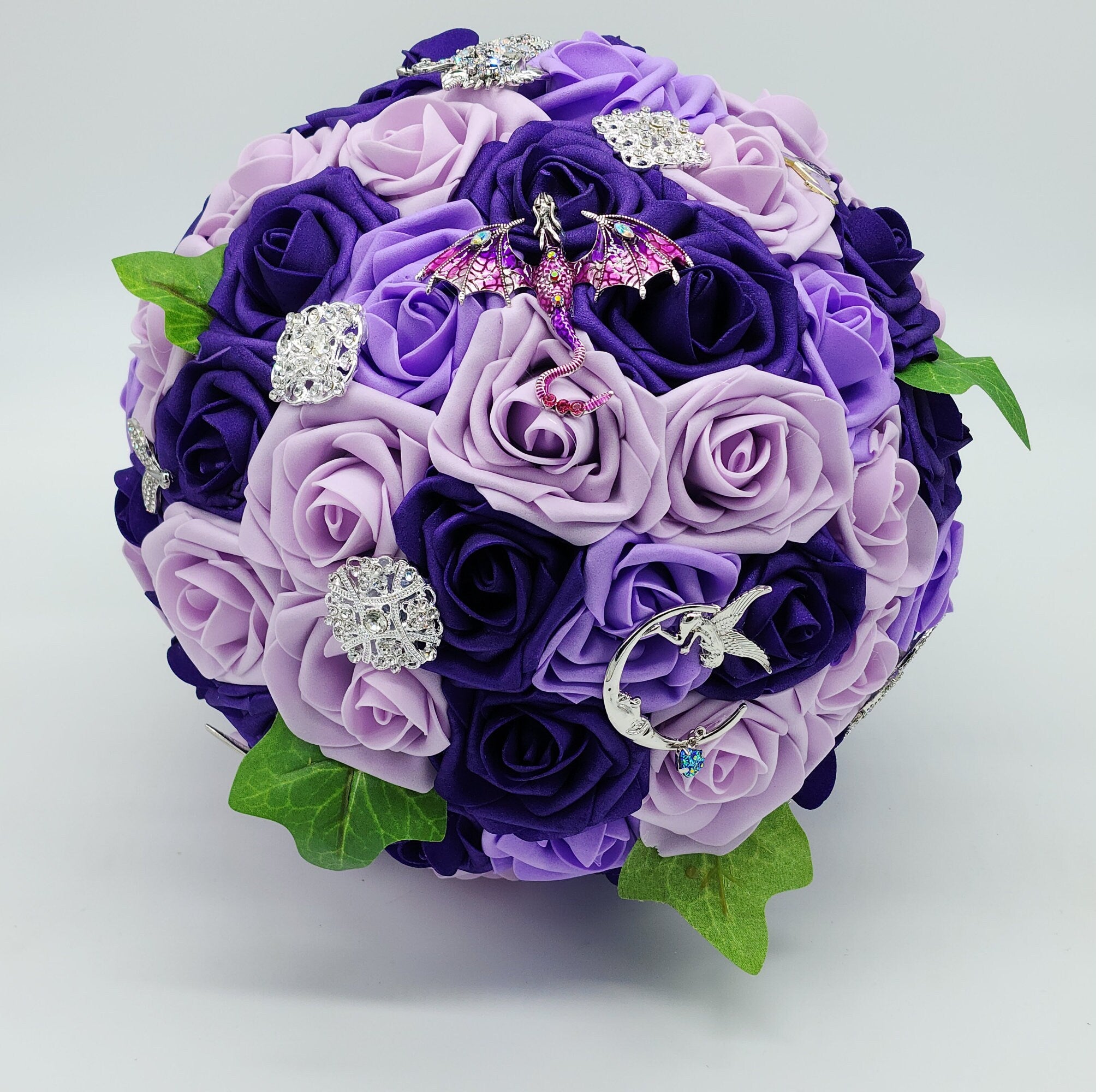 Sword Bridal Bouquet, Fantasy,Vikings, Dark Purple and Lilac bouquet,Themed,Available in 27 Colors,Boutonnieres and Corsages Available