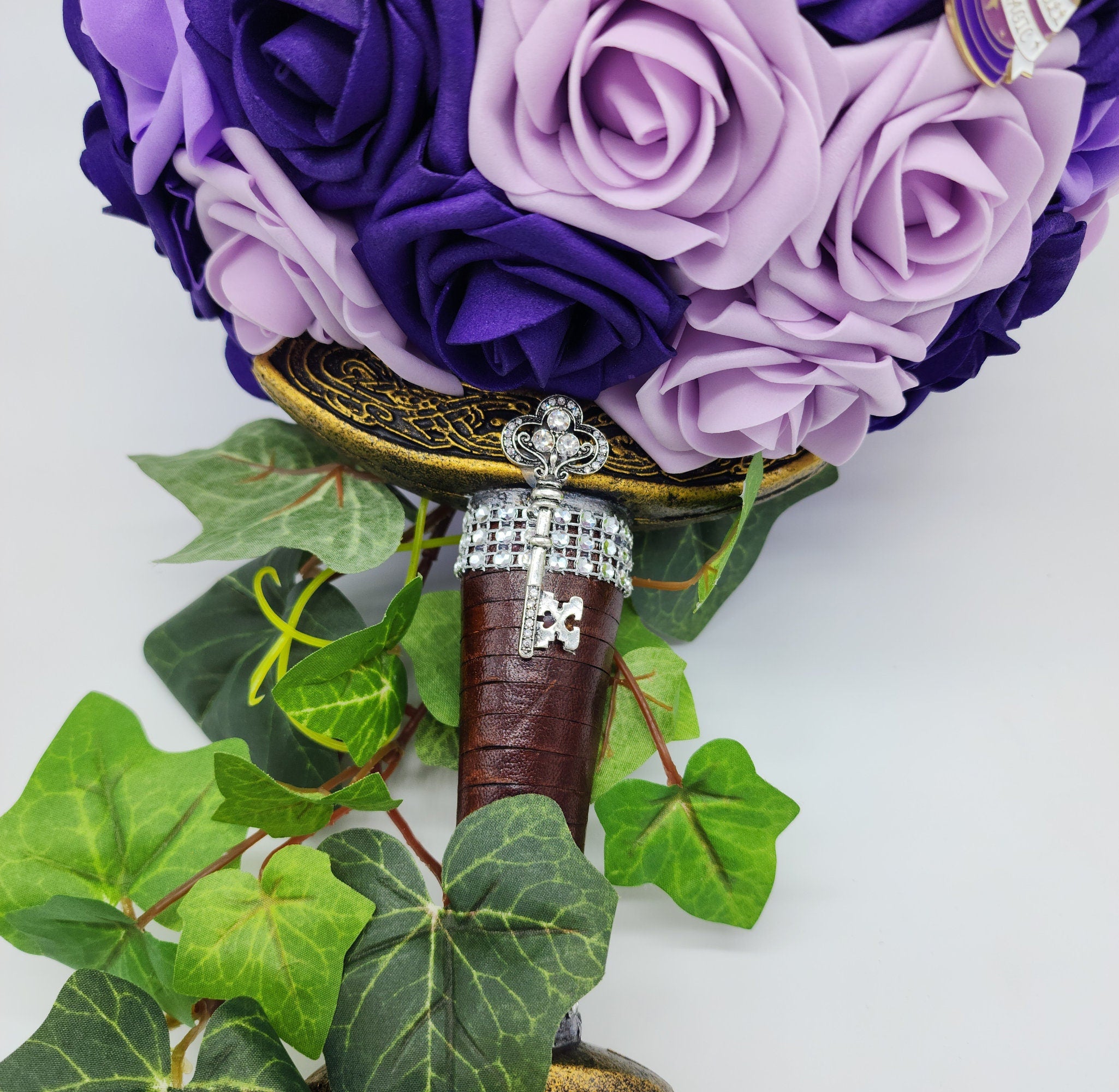 Sword Bridal Bouquet, Fantasy,Vikings, Dark Purple and Lilac bouquet,Themed,Available in 27 Colors,Boutonnieres and Corsages Available