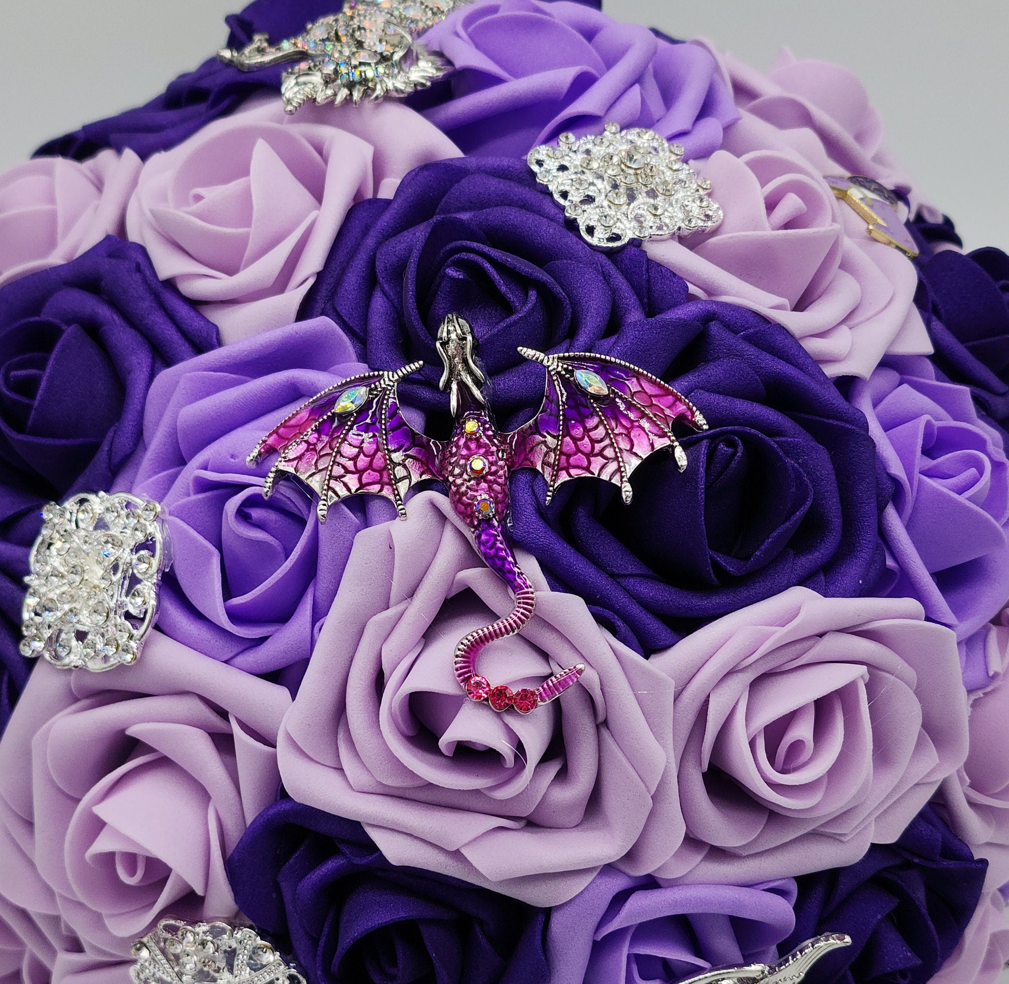 Sword Bridal Bouquet, Fantasy,Vikings, Dark Purple and Lilac bouquet,Themed,Available in 27 Colors,Boutonnieres and Corsages Available