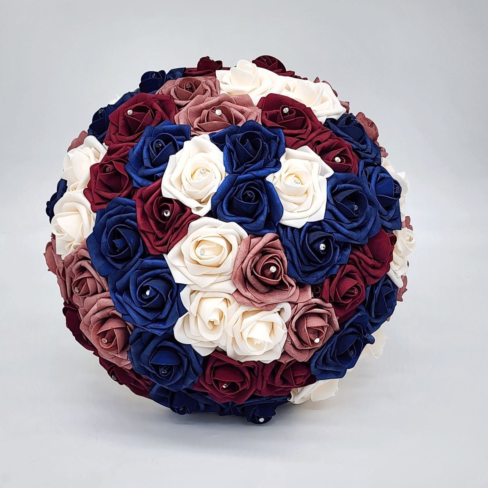Burgundy and Navy Bridal bouquet great for Winter/Christmas Bouquets