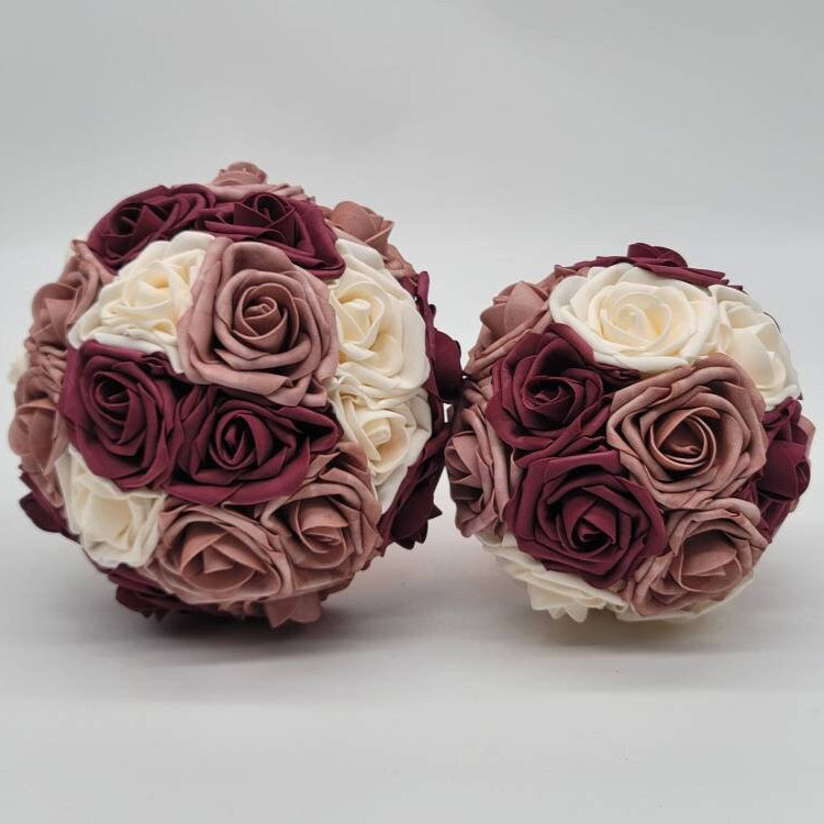 Dusty Rose,Mauve,Burgundy, and Ivory Bridal bouquet, Bridesmaid Bouquet,Toss, Matching Corsages and Boutonnieres,Custom Colors Available