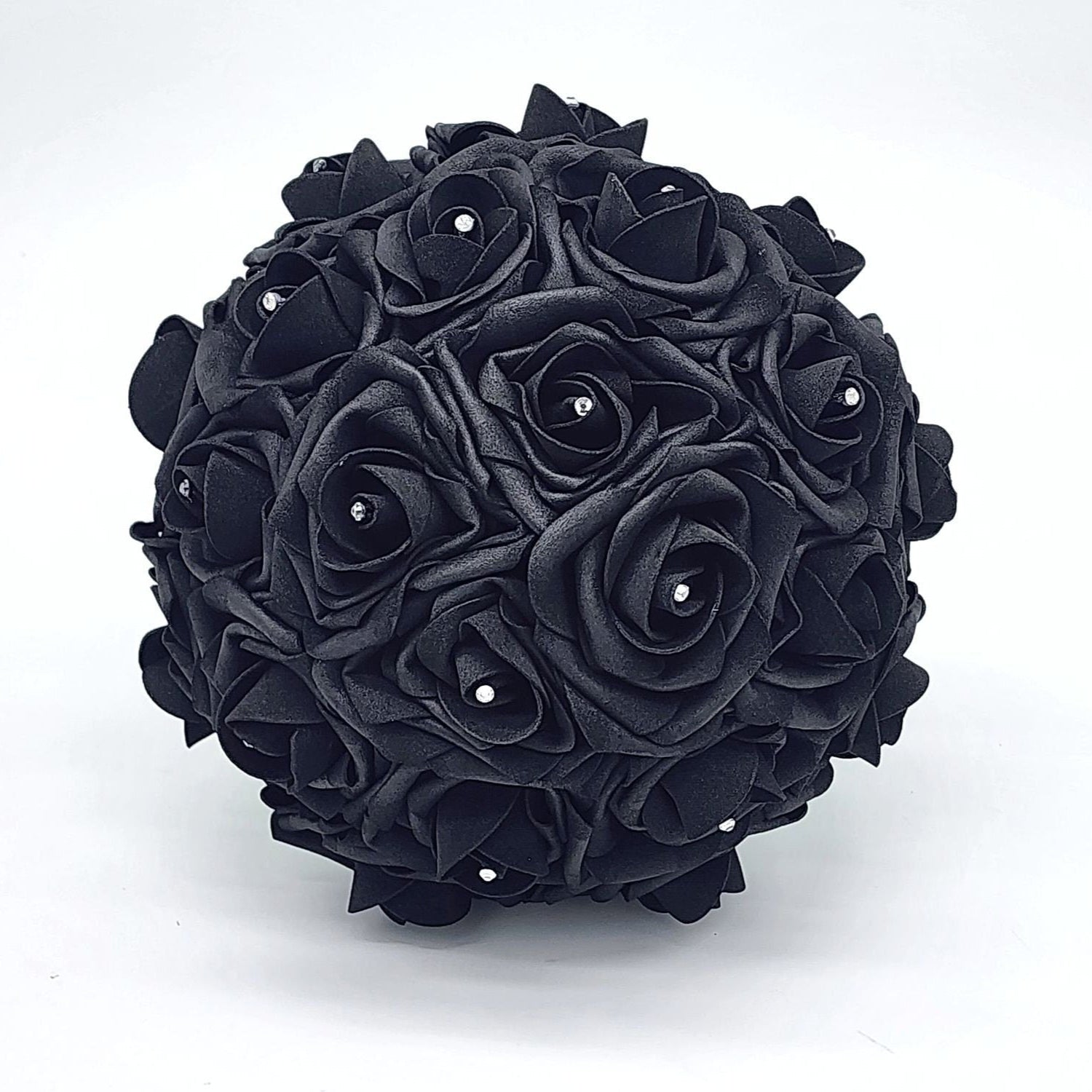 Black and Emerald Green Wedding Bouquet Made w/Real Touch Roses, Bridal Bouquet, Bridesmaid Bouquet and Matching Boutonnieres and Corsages