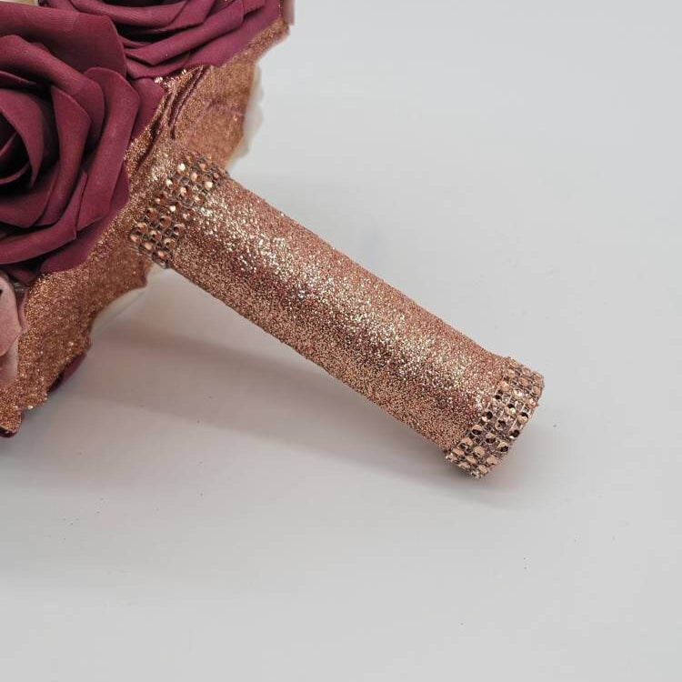 Dusty Rose,Mauve,Burgundy, and Ivory Bridal bouquet, Bridesmaid Bouquet,Toss, Matching Corsages and Boutonnieres,Custom Colors Available