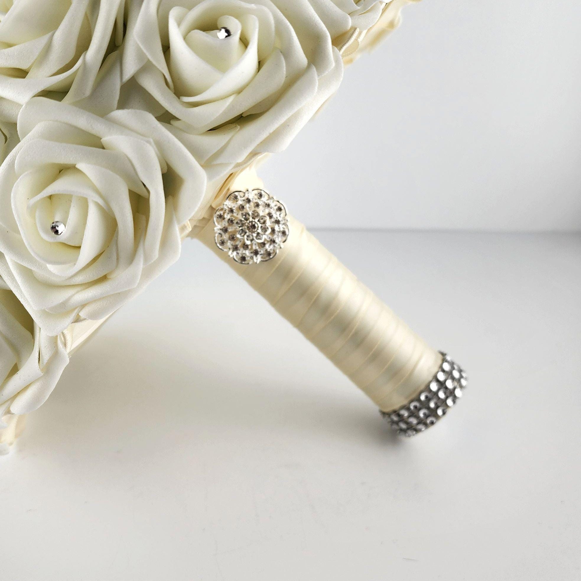Ivory Bridal Bouquet Made With Real Touch Roses