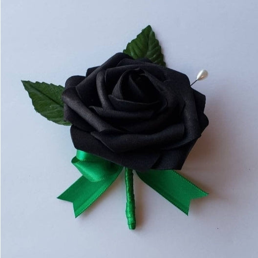 black and emerald green boutonniere
