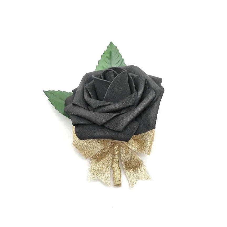 black and gold boutonniere