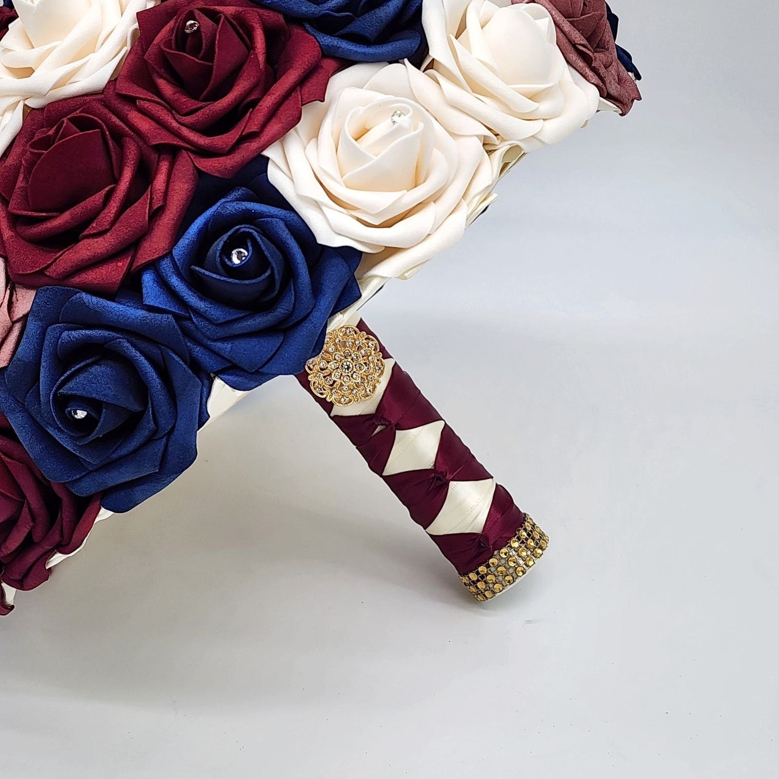 Burgundy and Navy Bridal bouquet great for Winter/Christmas Bouquets