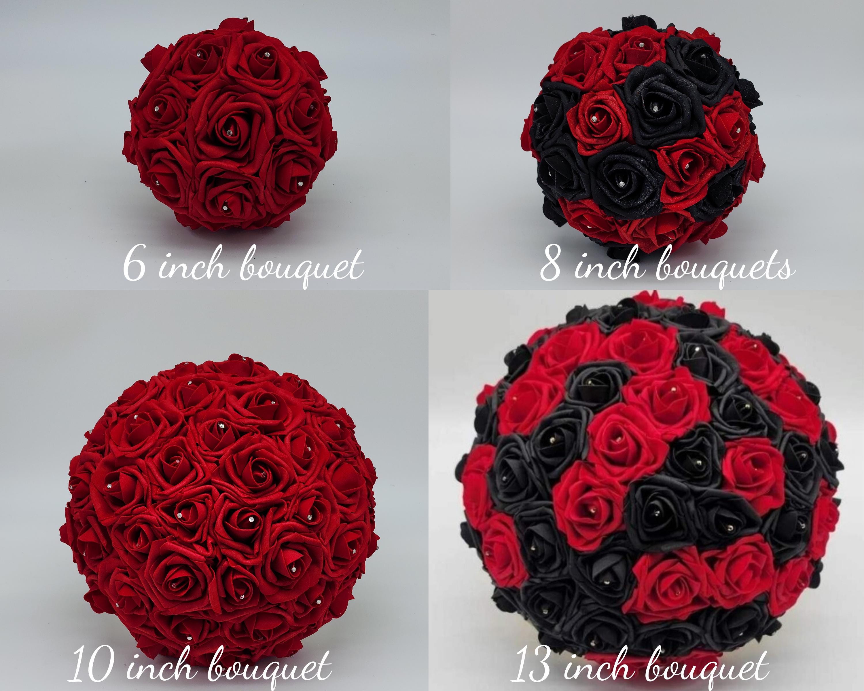 Gothic Skull Red And Black Wedding Bouquet, Bridal Bouquet, Bridesmaid Bouquet, Matching Corsages and Boutonnieres, Halloween Bouquet
