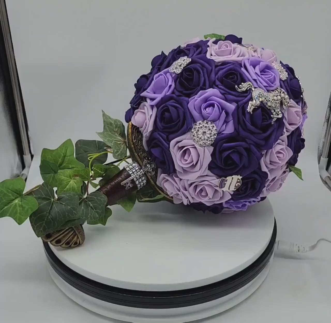Sword Bridal Bouquet, Fantasy,Vikings, Dark Purple and Lilac bouquet,Themed,Available in 27 Colors,Boutonnieres and Corsages Available