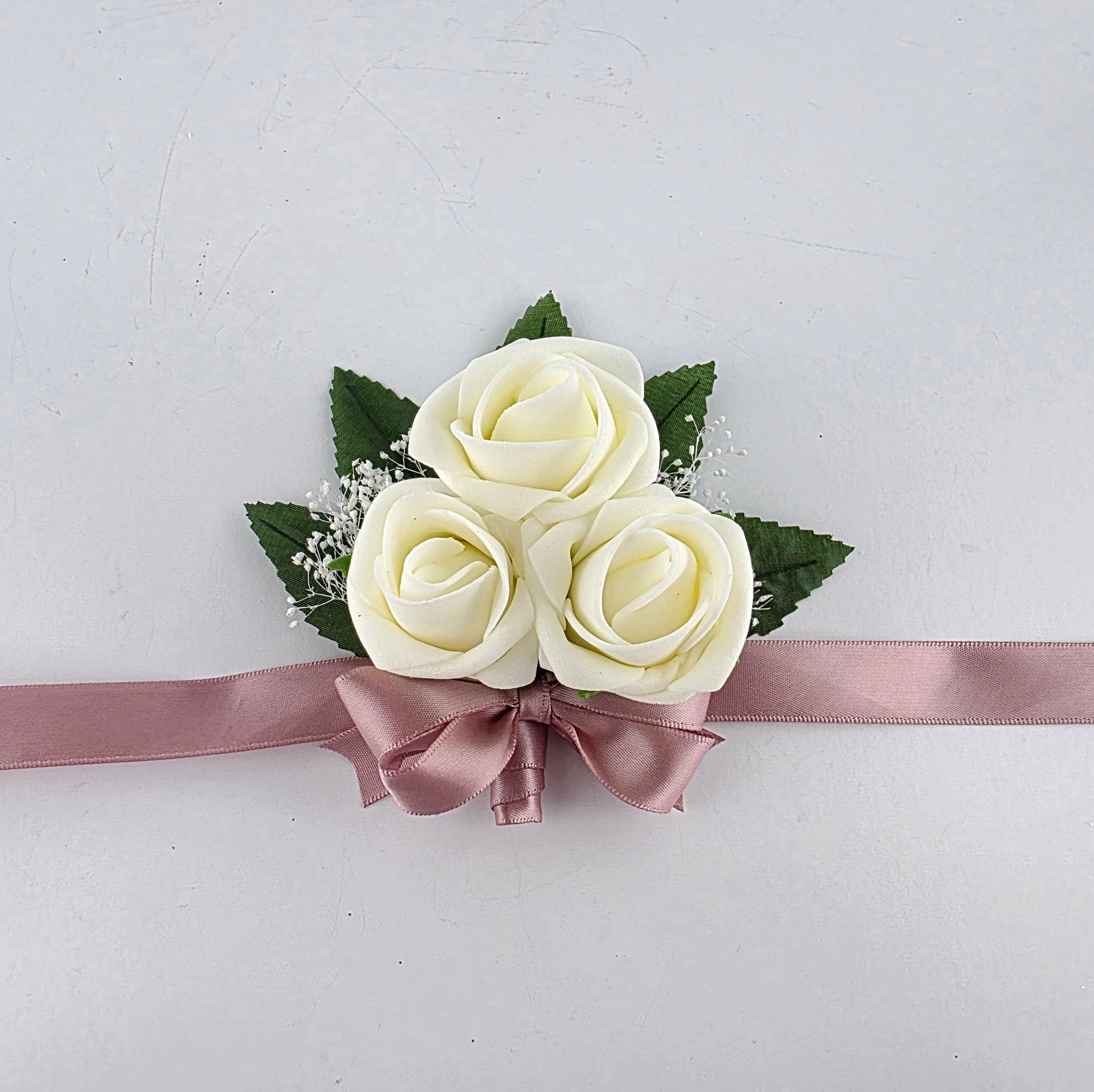 Ivory and Dusty Rose Boutonniere and Corsage