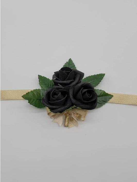Black and Gold Wedding Bouquet – Real Touch Roses, Elegant Bridal Keepsake
