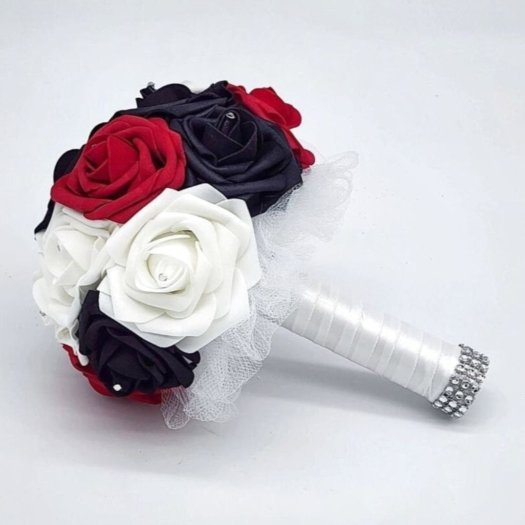 Red and White Boutonniere and Wrist Corsage