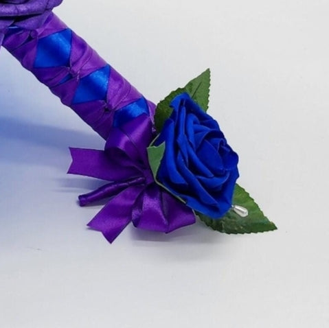 royal blue and purple boutonniere